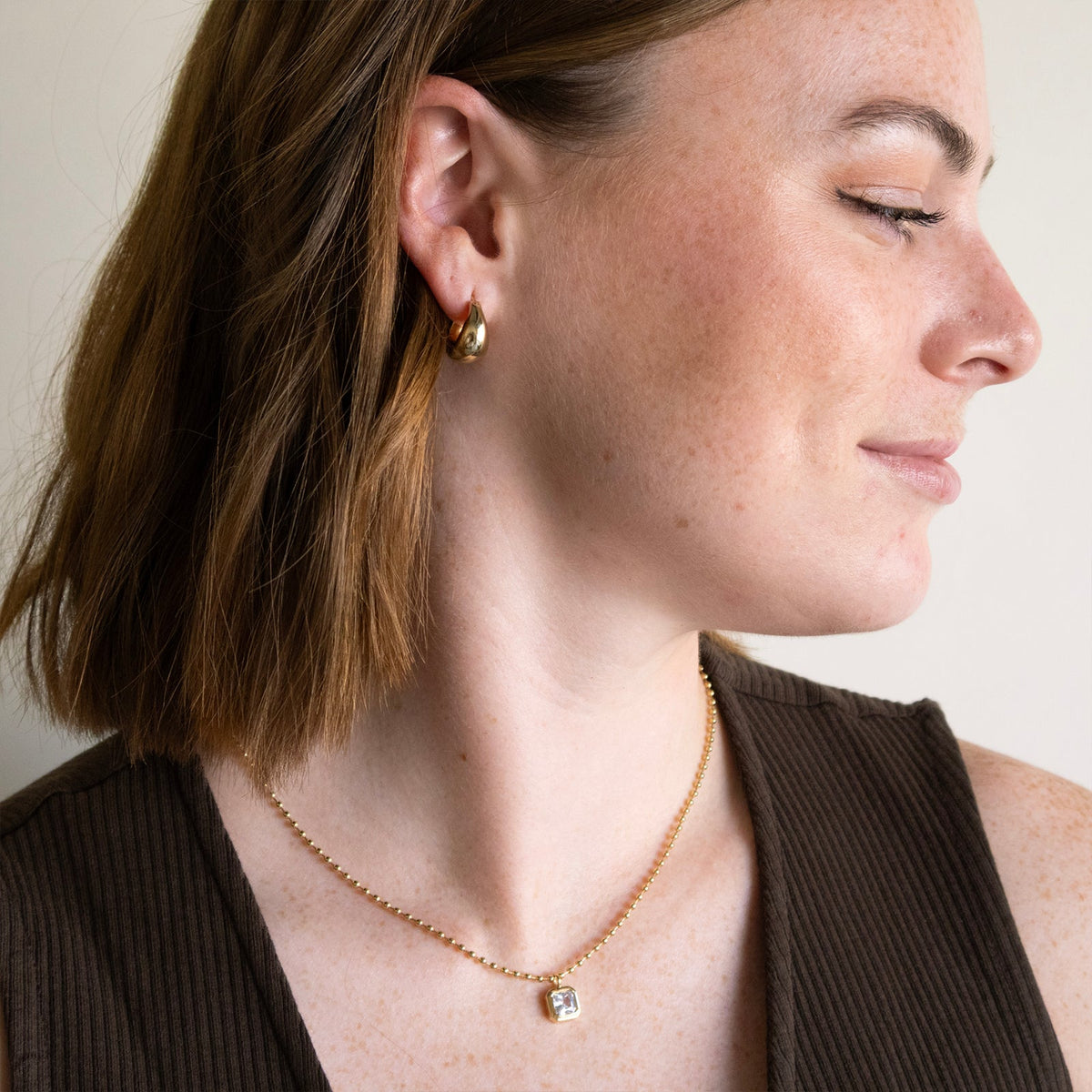 Chubby Dumpling Hoop Earrings Soft Rounded Mid-Size Everyday Minimalist
