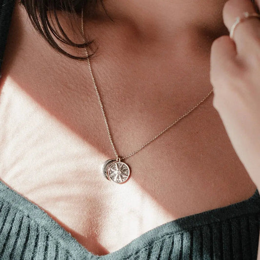 Sun & Moon Celestial Pendant Necklace — Crystal Accent Layering Everyday Jewelry - Necklaces