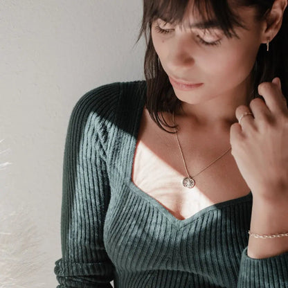 Sun & Moon Celestial Pendant Necklace — Crystal Accent Layering Everyday Jewelry - Necklaces