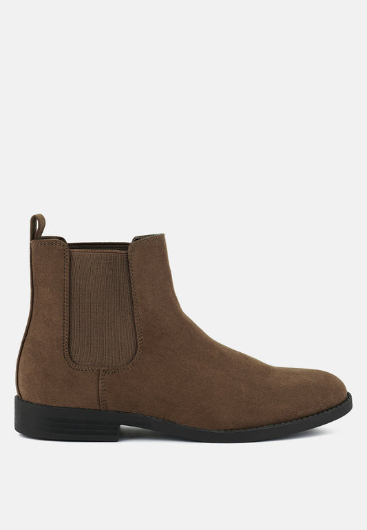 Micro Suede Chelsea Boots Dark Brown