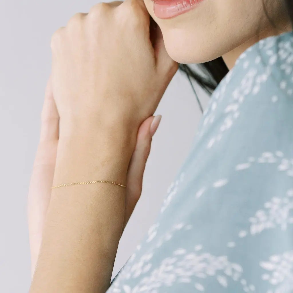 Classic Whisper Thin Chain Bracelet — Stackable Minimalist Everyday Jewelry - Gold Bracelets