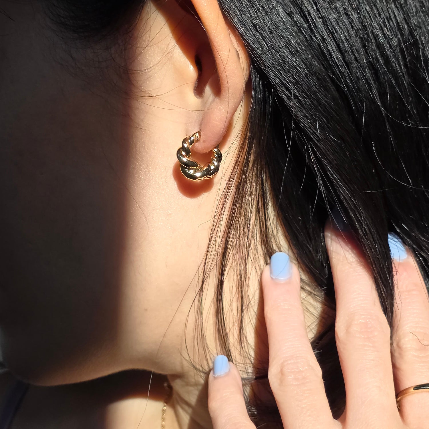 Puffy Twist Huggie Hoop Earrings — Comfortable Stackable Everyday Wear - Earrings