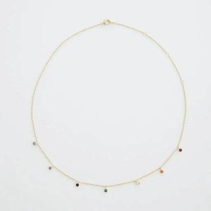 Rainbow Crystal Stardust Pendant Necklace — Shimmering Bezel Charm Chain - Necklaces
