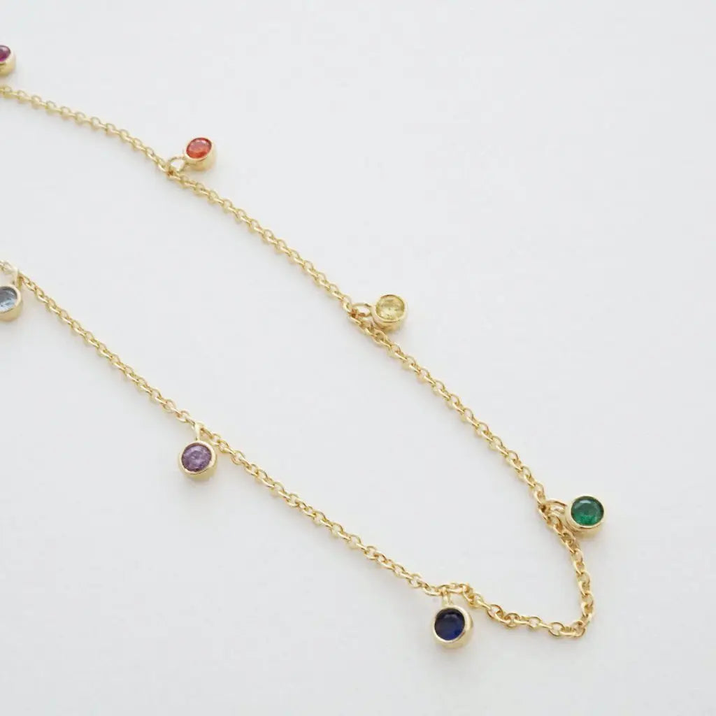 Rainbow Crystal Stardust Pendant Necklace — Shimmering Bezel Charm Chain - Necklaces