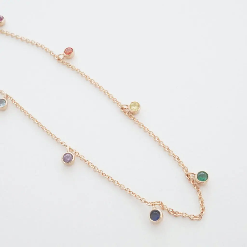Rainbow Crystal Stardust Pendant Necklace — Shimmering Bezel Charm Chain - Necklaces