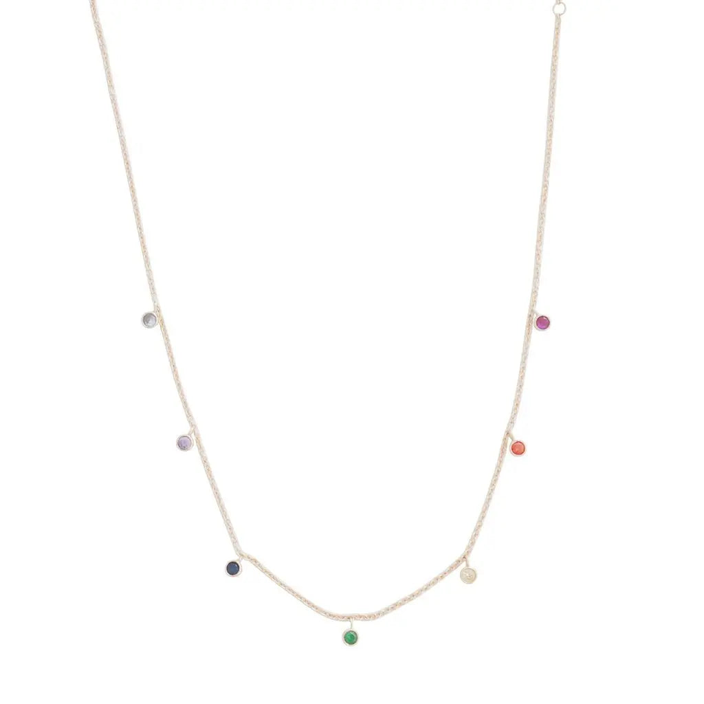 Rainbow Crystal Stardust Pendant Necklace — Shimmering Bezel Charm Chain - Rose Gold Necklaces