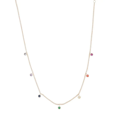 Rainbow Crystal Stardust Pendant Necklace — Shimmering Bezel Charm Chain - Rose Gold Necklaces
