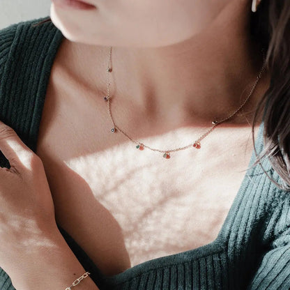 Rainbow Crystal Stardust Pendant Necklace — Shimmering Bezel Charm Chain - Necklaces