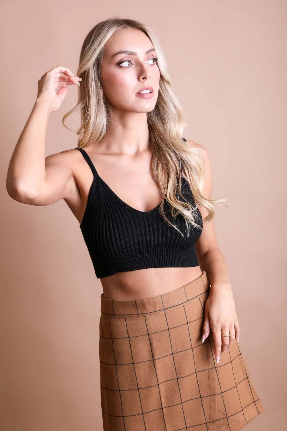 Ribbed Knit Lounge Brami Black