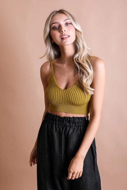 Ribbed Knit Lounge Brami Mustard