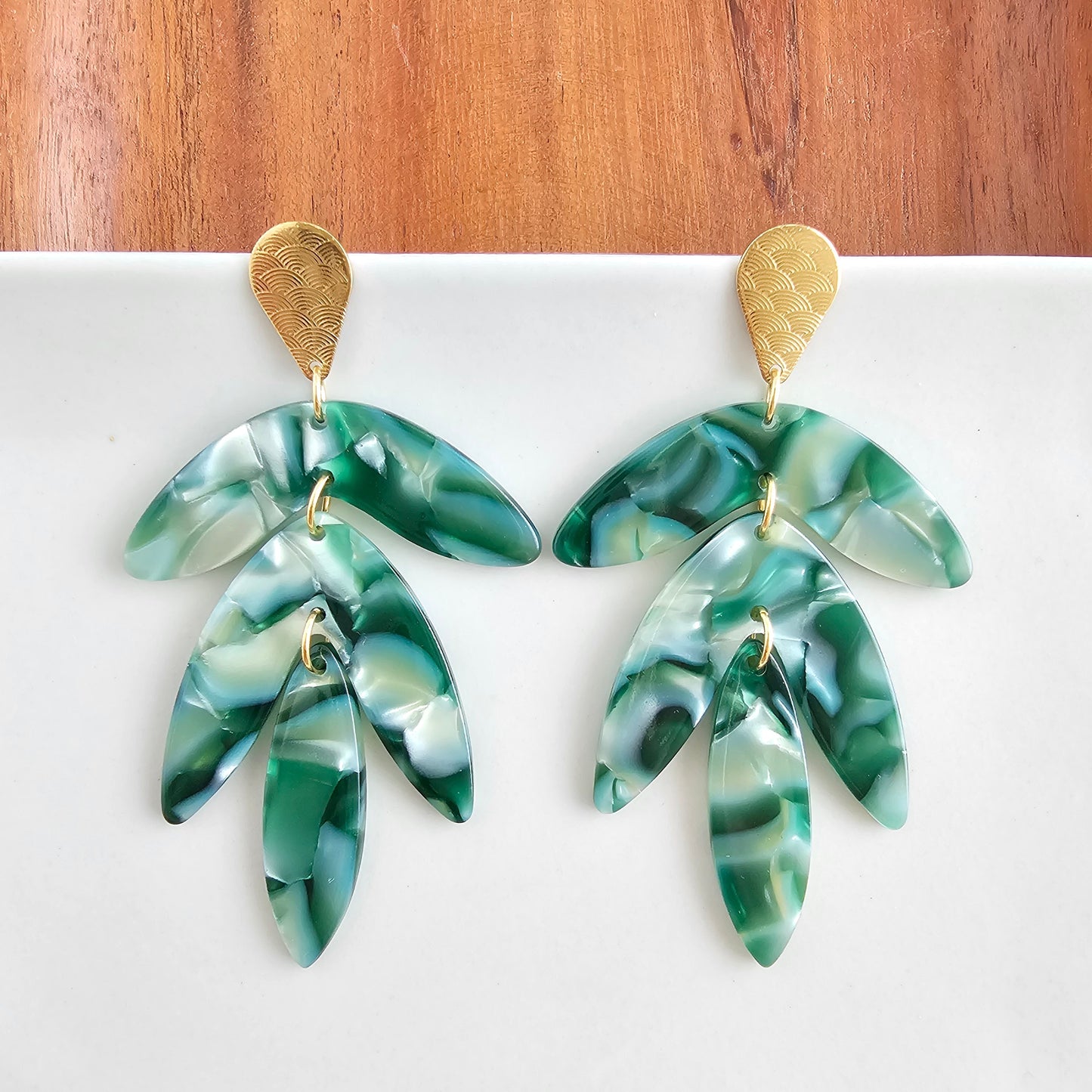 Tropical Palm Lustre Statement Earrings — Paradise-Inspired Lush Tropical Dangle Style - Earrings