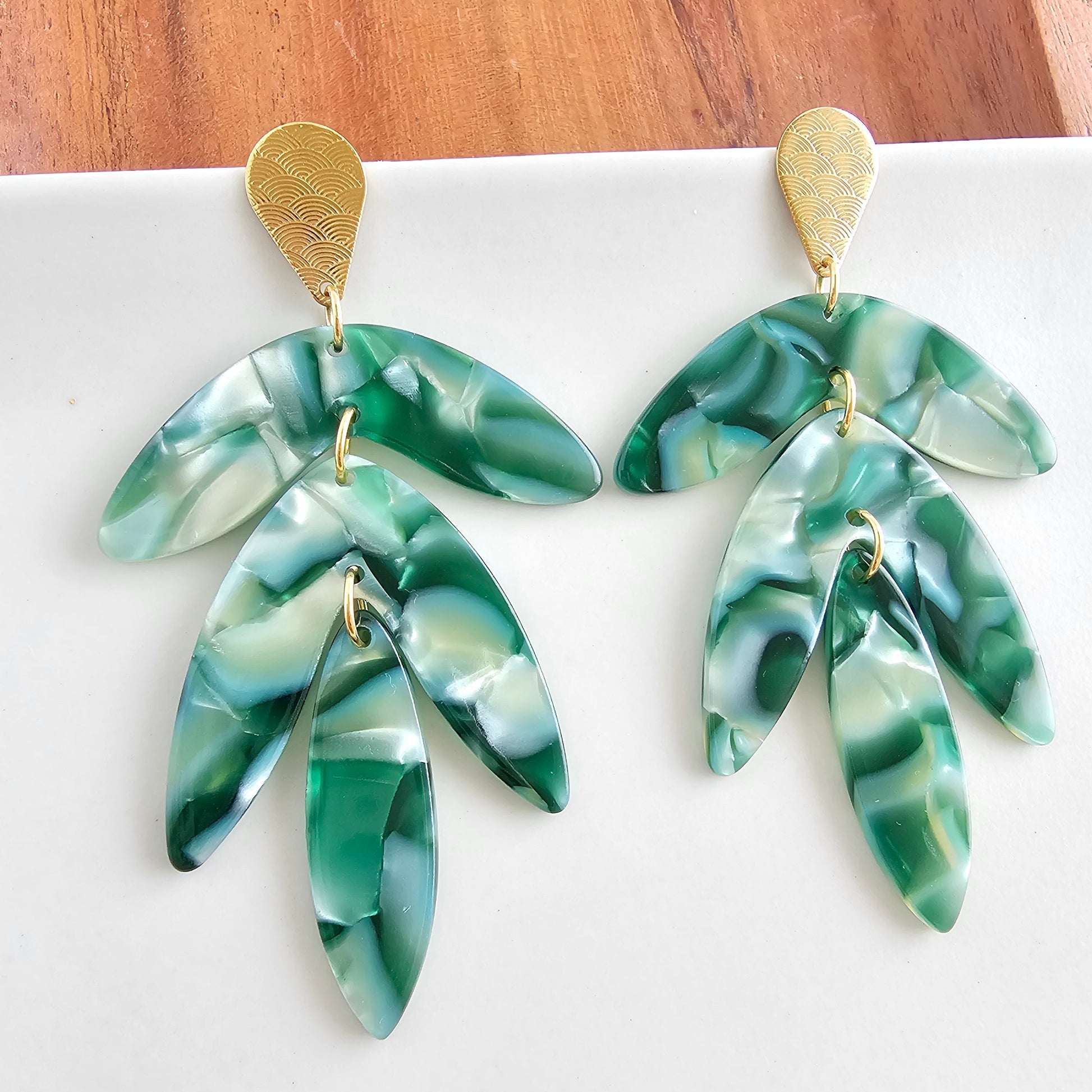 Tropical Palm Lustre Statement Earrings — Paradise-Inspired Lush Tropical Dangle Style - Earrings