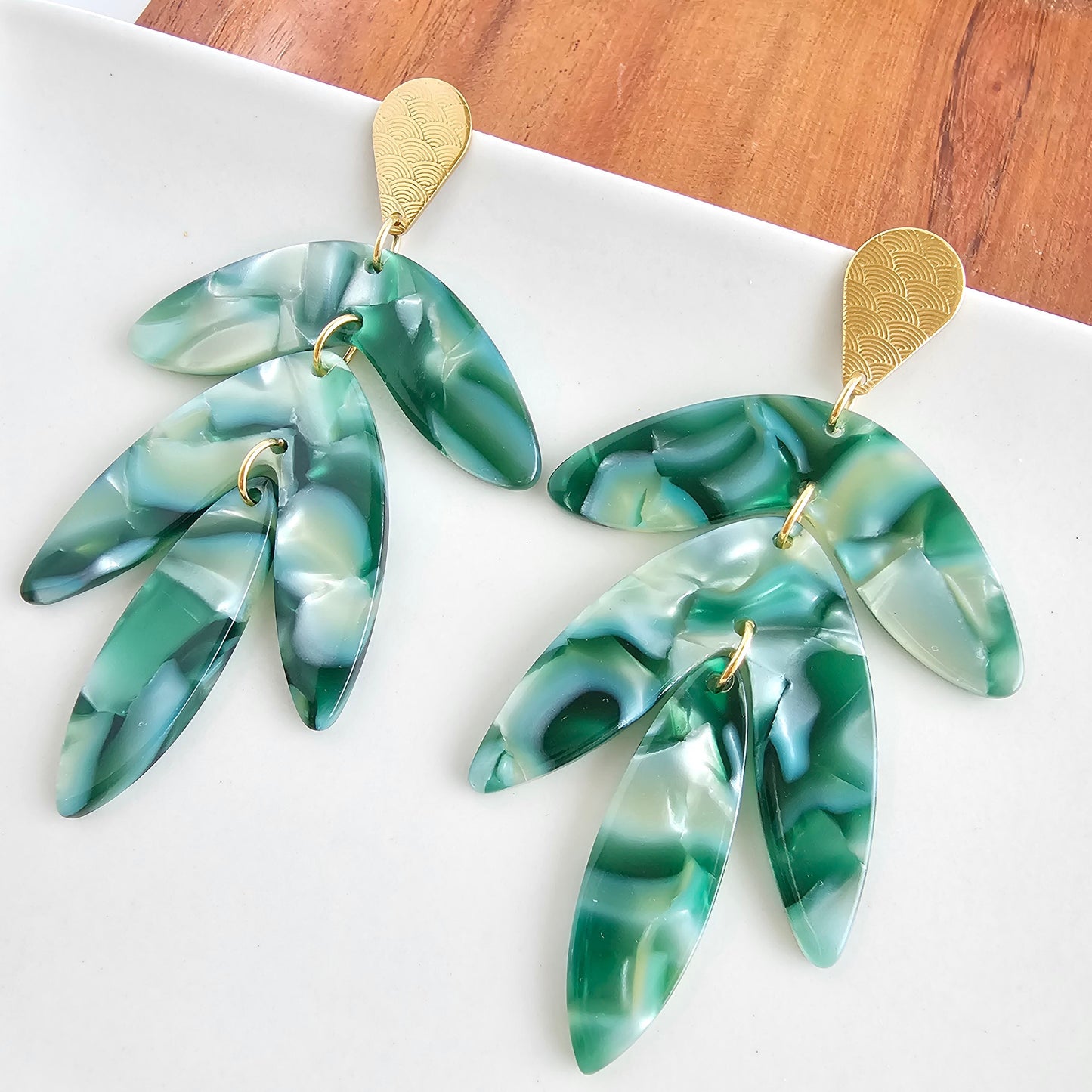 Tropical Palm Lustre Statement Earrings — Paradise-Inspired Lush Tropical Dangle Style - Earrings