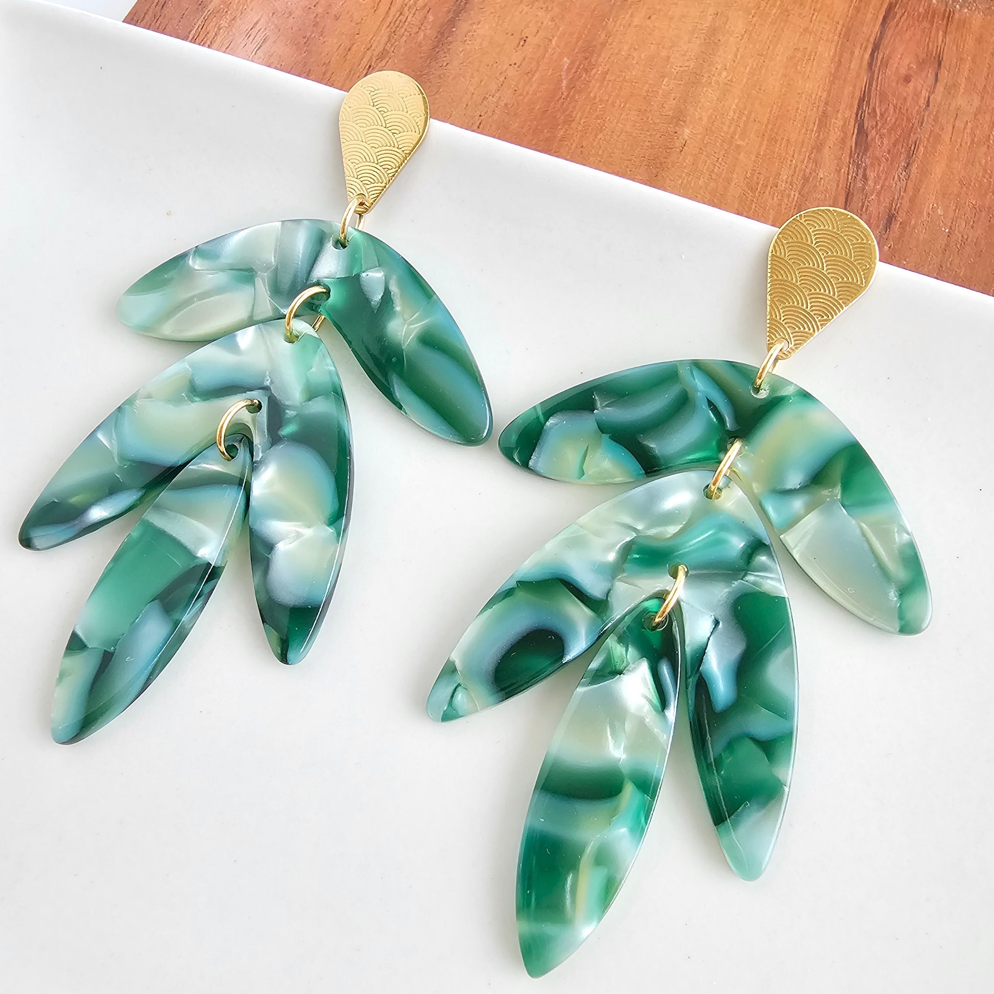 Tropical Palm Lustre Statement Earrings — Paradise-Inspired Lush Tropical Dangle Style - Earrings