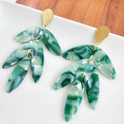 Tropical Palm Lustre Statement Earrings — Paradise-Inspired Lush Tropical Dangle Style - Earrings