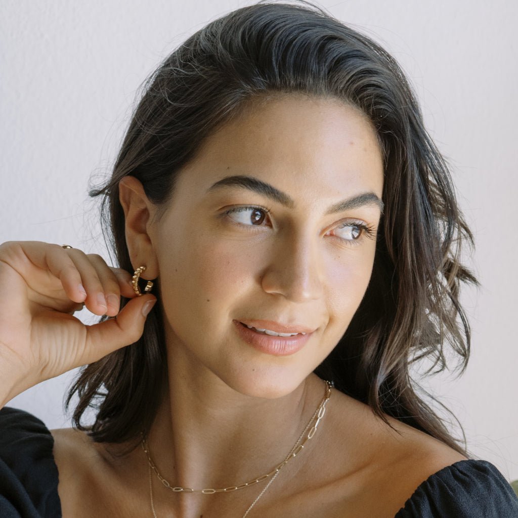 Ribbed Textured Hoop Earrings — Soft Thick Ribbed Minimalist Everyday Style - Earrings