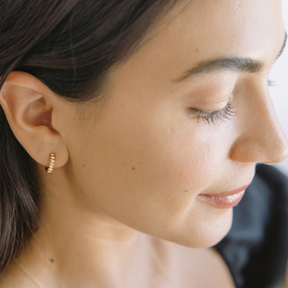 Ribbed Textured Hoop Earrings — Soft Thick Ribbed Minimalist Everyday Style - Earrings