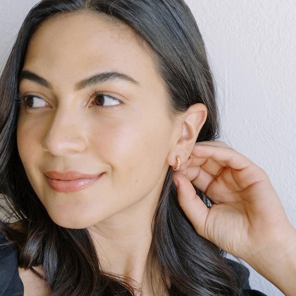 Ribbed Textured Hoop Earrings — Soft Thick Ribbed Minimalist Everyday Style - Earrings