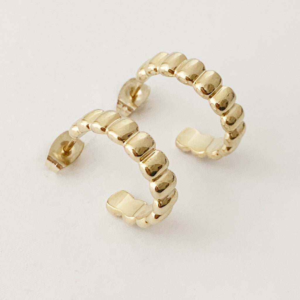 Ribbed Textured Hoop Earrings — Soft Thick Ribbed Minimalist Everyday Style - Earrings