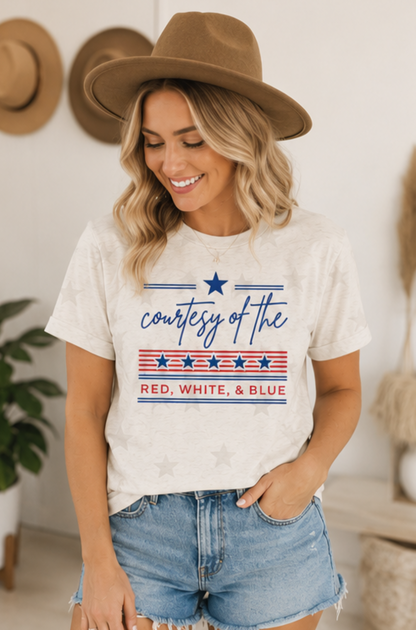 Patriotic Stars Graphic Cotton Tee — Red White & Blue Festive Everyday Style