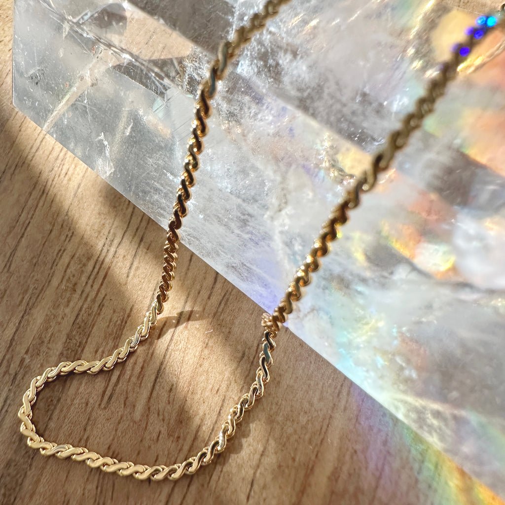 Serpentine Chain Necklace — Sleek Layering Whisper Thin Everyday Jewelry - Gold Necklaces
