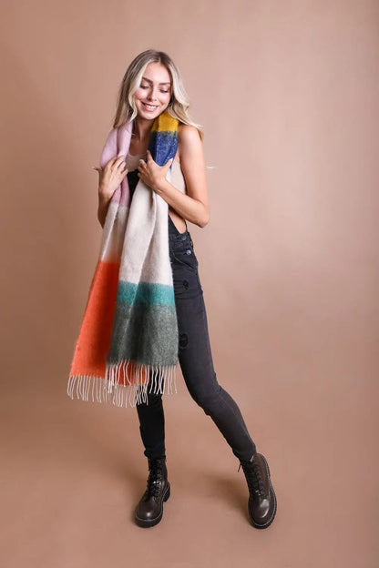 Soft Mohair Scarf - This Years Classic Green Orange