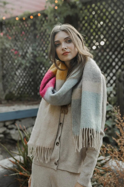 Soft Mohair Scarf - This Years Classic Light Blue Oatmeal