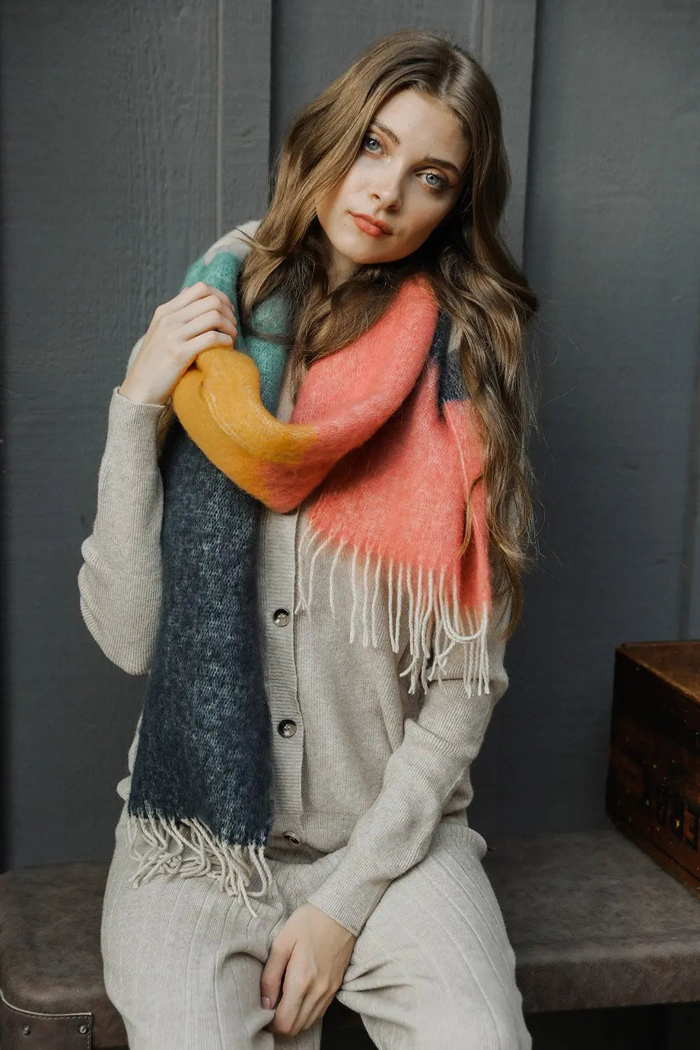 Soft Mohair Scarf - This Years Classic Rose Navy