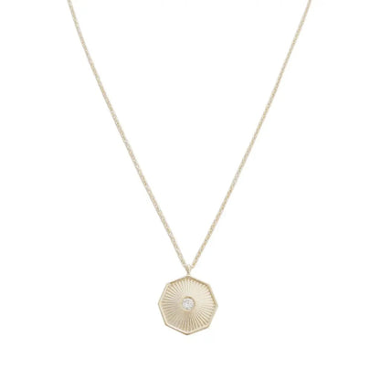 Sunbeam Octagon Crystal Pendant Necklace — Radiating Whisper Thin Chain - Necklaces