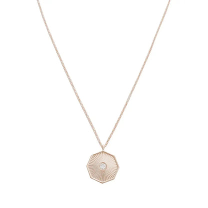 Sunbeam Octagon Crystal Pendant Necklace — Radiating Whisper Thin Chain - Necklaces