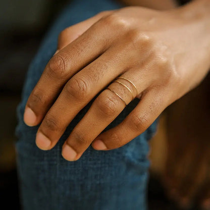 Ultra-Skinny Stacking Ring Trio — Timeless Smooth Band Set Everyday Wear - Rings