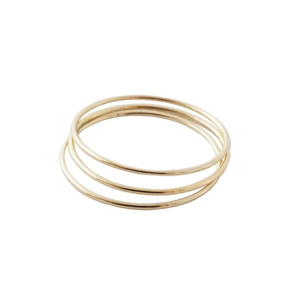 Ultra-Skinny Stacking Ring Trio — Timeless Smooth Band Set Everyday Wear - Gold Rings