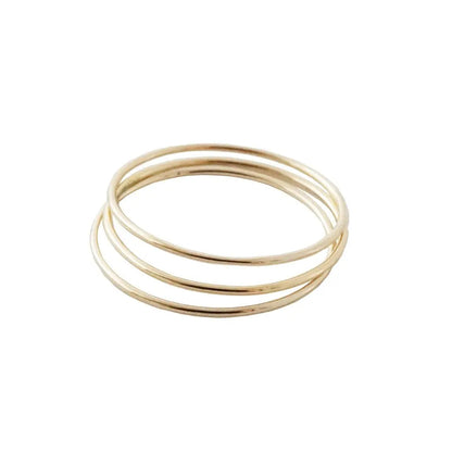 Ultra-Skinny Stacking Ring Trio — Timeless Smooth Band Set Everyday Wear - Gold Rings