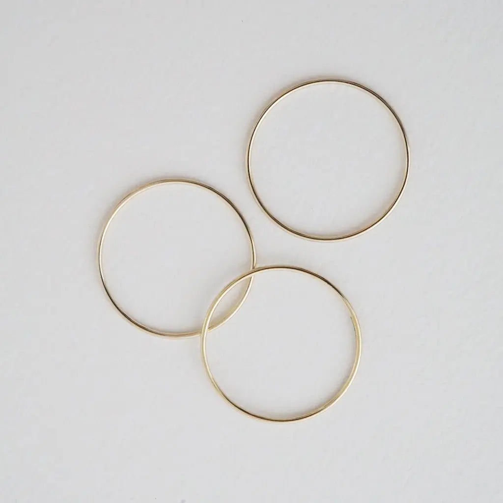 Ultra-Skinny Stacking Ring Trio — Timeless Smooth Band Set Everyday Wear - Rings