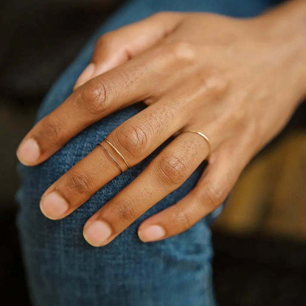 Ultra-Skinny Stacking Ring Trio — Timeless Smooth Band Set Everyday Wear - Rings