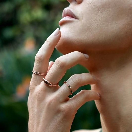 Ultra-Skinny Stacking Ring Trio — Timeless Smooth Band Set Everyday Wear - Rings