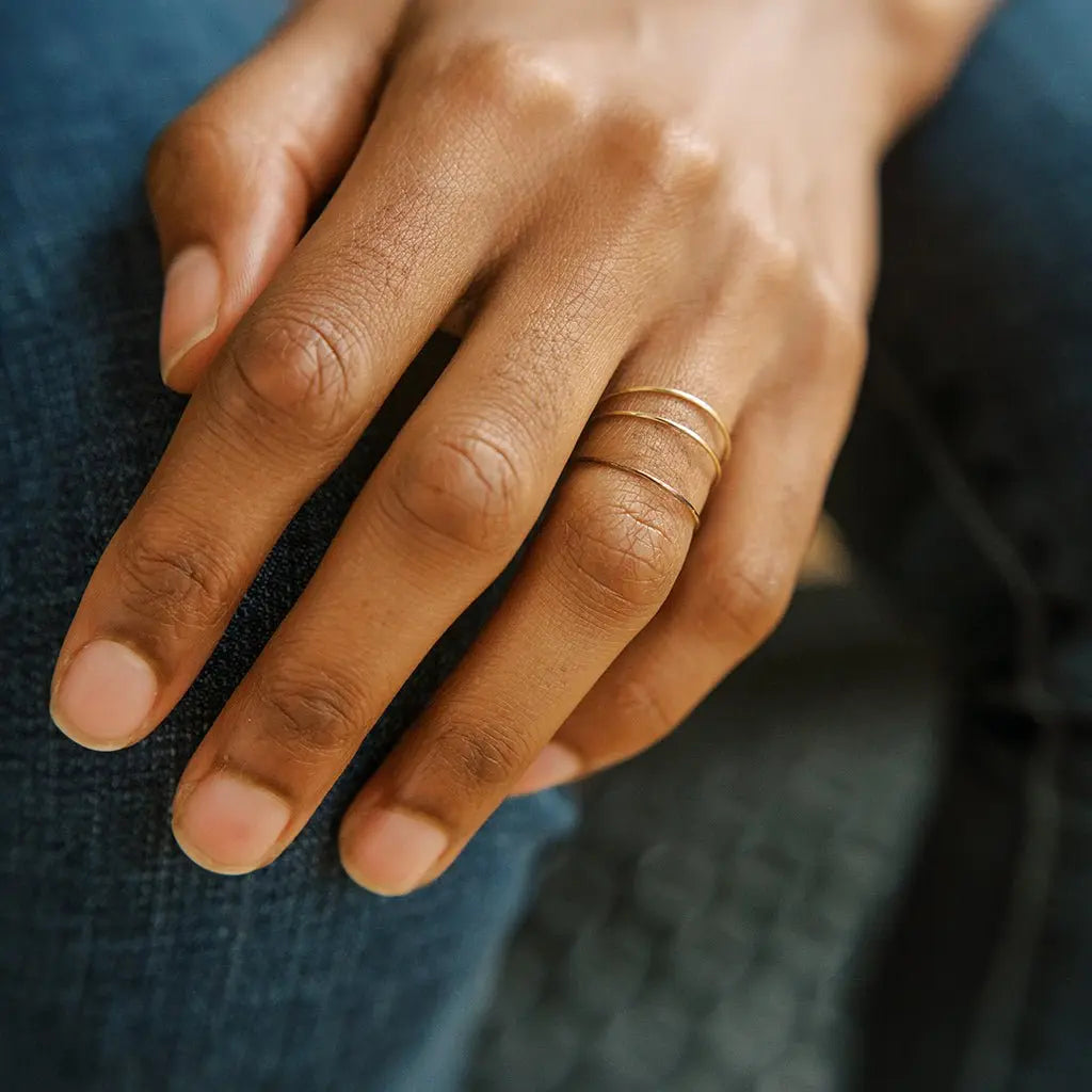 Ultra-Skinny Stacking Ring Trio — Timeless Smooth Band Set Everyday Wear - Rings