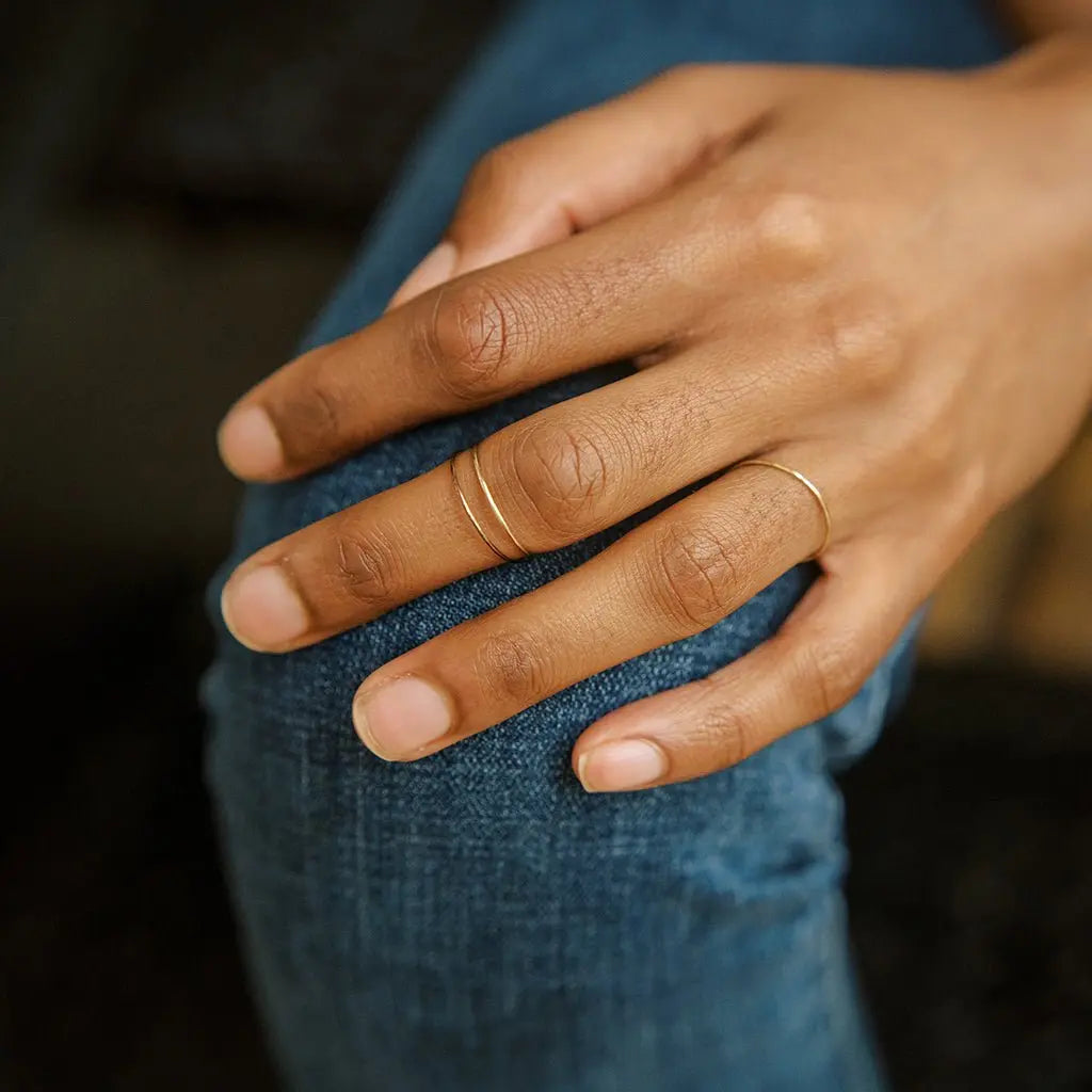 Ultra-Skinny Stacking Ring Trio — Timeless Smooth Band Set Everyday Wear - Rings