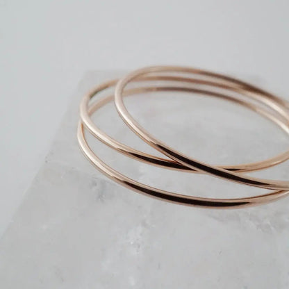 Ultra-Skinny Stacking Ring Trio — Timeless Smooth Band Set Everyday Wear - Rings