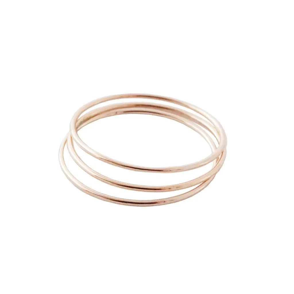 Ultra-Skinny Stacking Ring Trio — Timeless Smooth Band Set Everyday Wear - Rose Gold Rings