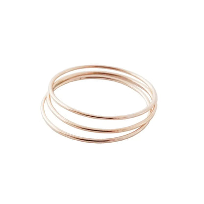 Ultra-Skinny Stacking Ring Trio — Timeless Smooth Band Set Everyday Wear - Rose Gold Rings