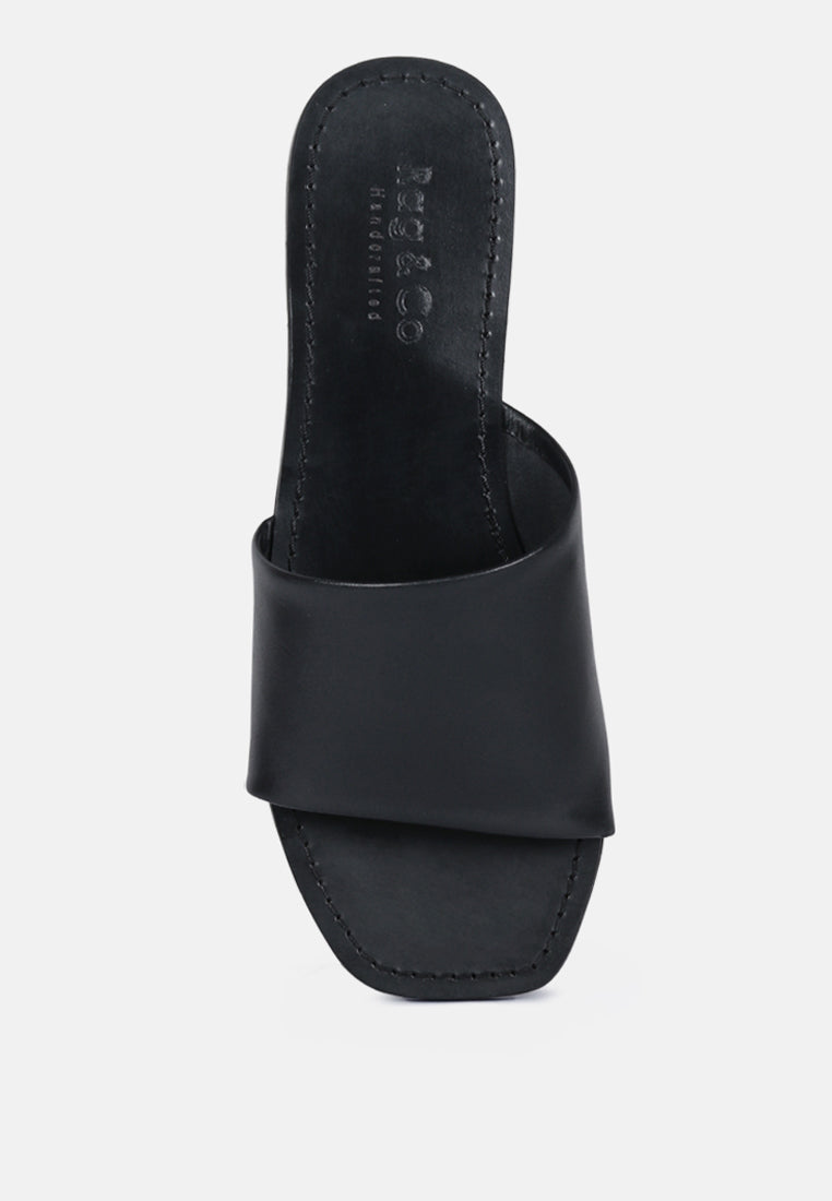 Women's Leather Slide Flat Sandals, Everyday Comfort - Sandals