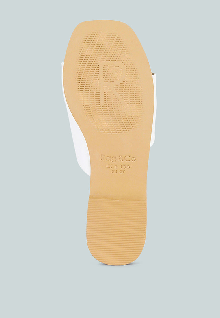 Women's Leather Slide Flat Sandals, Everyday Comfort - Sandals