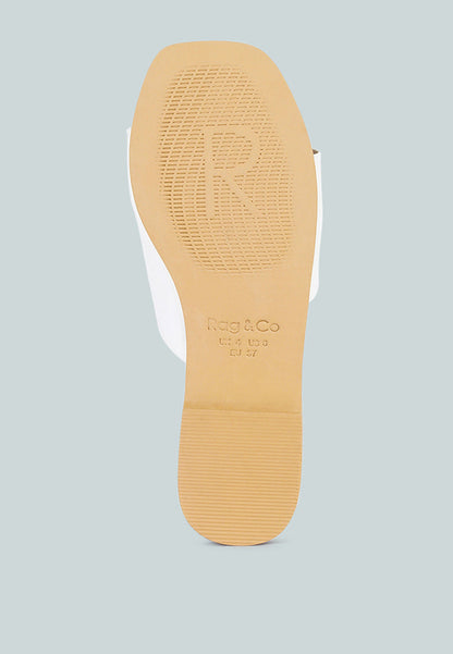Women's Leather Slide Flat Sandals, Everyday Comfort - Sandals