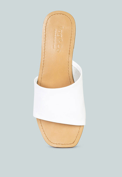 Women's Leather Slide Flat Sandals, Everyday Comfort - Sandals