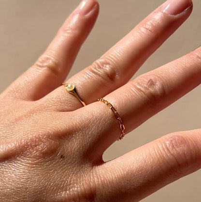 Oval Teddy Chain Stacking Ring — Flexible Fit Dainty Everyday Wear - Rings