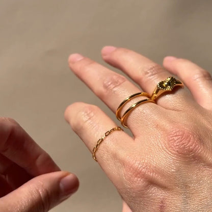Oval Teddy Chain Stacking Ring — Flexible Fit Dainty Everyday Wear - Rings