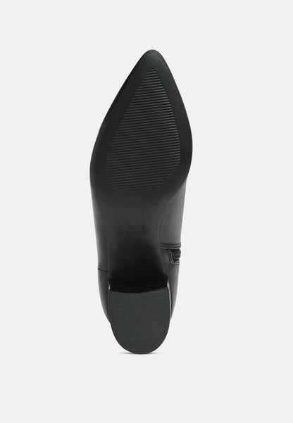Pointed Toe Block Heel Ankle Boots