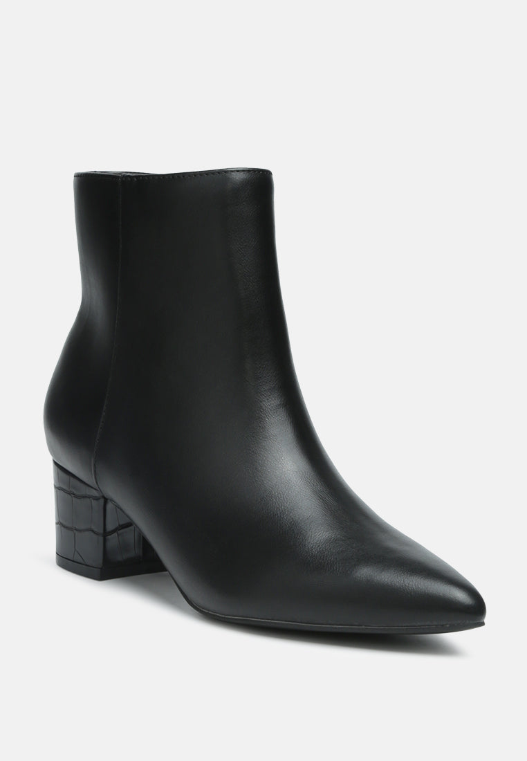 Pointed Toe Block Heel Ankle Boots