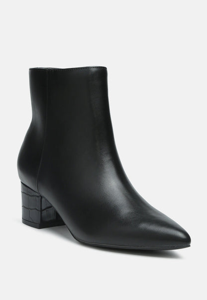 Pointed Toe Block Heel Ankle Boots